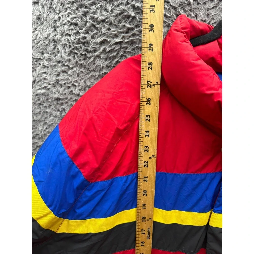Polo Ralph Lauren Cookie Patch Striped Down Puffer Jacket Red Mens Size XL